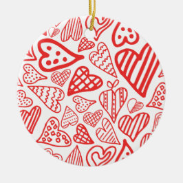 "HandGezeichnet Herzdesign | Whimsisch und romanti Keramik Ornament