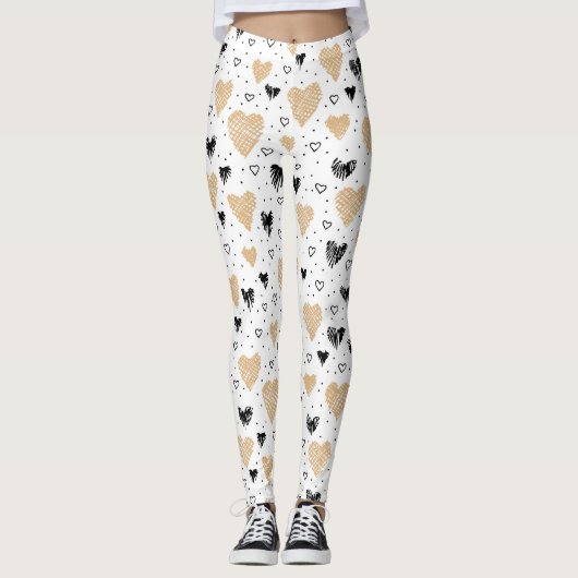 HandGezeichnet Herzen Leggings (Vorderseite)