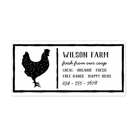 Handgezeichnet Hühner-Vintage Familienfarm Eierkar Gummistempel (Prägung)