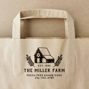 HandGezeichnet Hühnercoop Rustikales Familieneier Gummistempel