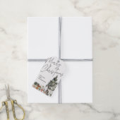 HandGezeichnet Hund & Weihnachtsbaum Frohe Weihnac Geschenkanhänger (Mit Garn)