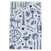 HandGezeichnet Illustrierte Hochzeitsgeschenktasch Mittlere Geschenktüte (Rückseite)