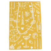 HandGezeichnet Illustrierte Hochzeitsgeschenktasch Mittlere Geschenktüte (Vorderseite)