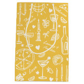 HandGezeichnet Illustrierte Hochzeitsgeschenktasch Mittlere Geschenktüte (Rückseite)