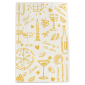 HandGezeichnet Illustrierte Hochzeitsgeschenktasch Mittlere Geschenktüte (Vorderseite)