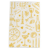 HandGezeichnet Illustrierte Hochzeitsgeschenktasch Mittlere Geschenktüte (Rückseite)