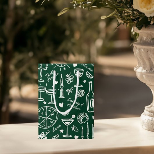 HandGezeichnet Illustrierte Hochzeitsgeschenktasch Mittlere Geschenktüte