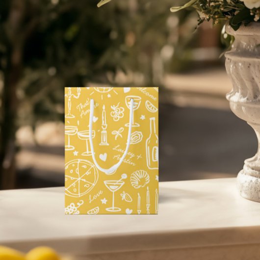 HandGezeichnet Illustrierte Hochzeitsgeschenktasch Mittlere Geschenktüte