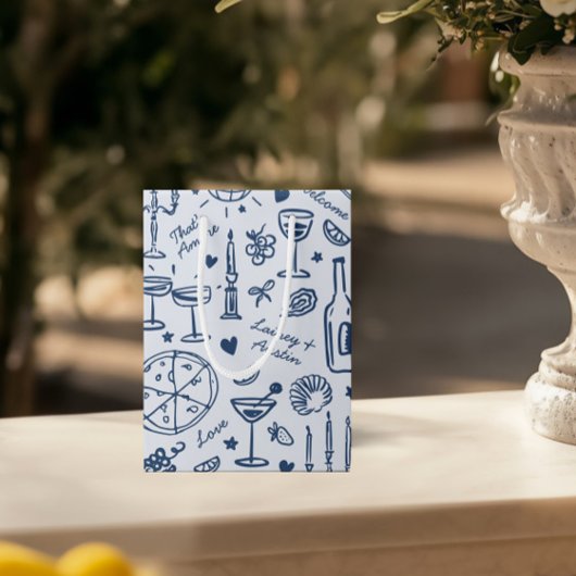 HandGezeichnet Illustrierte Hochzeitsgeschenktasch Mittlere Geschenktüte