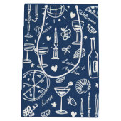 HandGezeichnet Illustrierte Hochzeitsgeschenktasch Mittlere Geschenktüte (Rückseite)