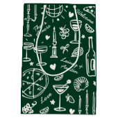 HandGezeichnet Illustrierte Hochzeitsgeschenktasch Mittlere Geschenktüte (Rückseite)