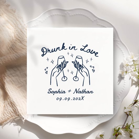 Handgezeichnet in Liebe Personalisierte Hochzeit B Serviette