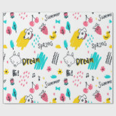 Handgezeichnet in süßer Farbe Geschenkpapier (Flach)