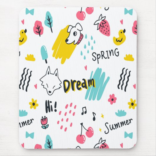Handgezeichnet in süßer Farbe Mousepad (Vorne)