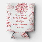 Handgezeichnet ist Liebe & Pizza Brautparty Dosenkühler (Vorderseite)