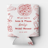 Handgezeichnet ist Liebe & Pizza Brautparty Dosenkühler (Rückseite)