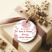 Handgezeichnet ist Liebe & Pizza Brautparty Geschenkanhänger