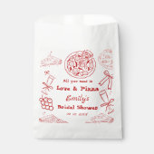 Handgezeichnet ist Liebe & Pizza Brautparty Geschenktütchen (Vorderseite)