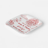 Handgezeichnet ist Liebe & Pizza Brautparty Pappteller (Gewinkelt)