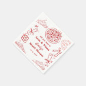 Handgezeichnet ist Liebe & Pizza Brautparty Serviette (Ecke)