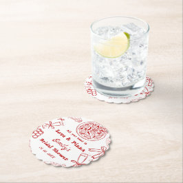 Handgezeichnet ist Liebe & Pizza Brautparty Untersetzer