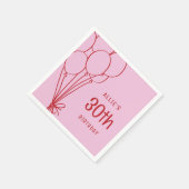 Handgezeichnet jedes Alter Geburtstag Ballon Rosa  Serviette (Ecke)