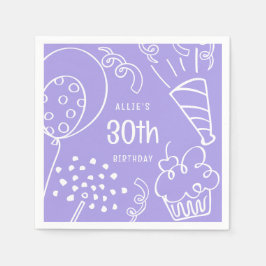 Handgezeichnet jedes Alter Geburtstagsparty Ballon Serviette