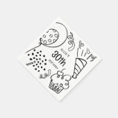 Handgezeichnet jedes Alter Geburtstagsparty Schwar Serviette (Ecke)