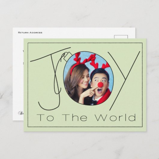 HandGezeichnet Joy to World Minimalistisch Christm Postkarte (Vorne/Hinten)