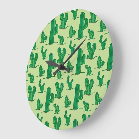 Handgezeichnet Kaktus: nahtloses Muster. Große Wanduhr (Winkel)