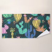 Handgezeichnet Kaktus: Skandinavien nahtlos. Badehandtuch (Badehandtuch)