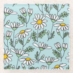 HandGezeichnet Kamillenmuster. Glasuntersetzer