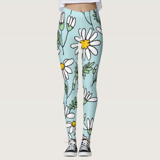 HandGezeichnet Kamillenmuster. Leggings (Vorderseite)