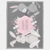 HandGezeichnet Kaninchen Fleecedecke (Vorderseite)