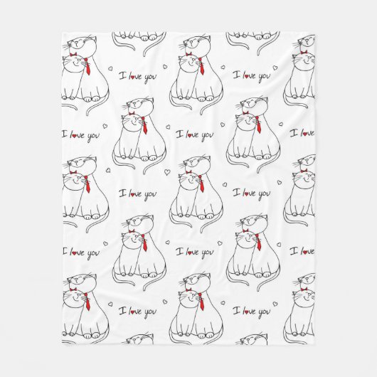 HandGezeichnet Kätzchen Fleece Blanket (Vorderseite)