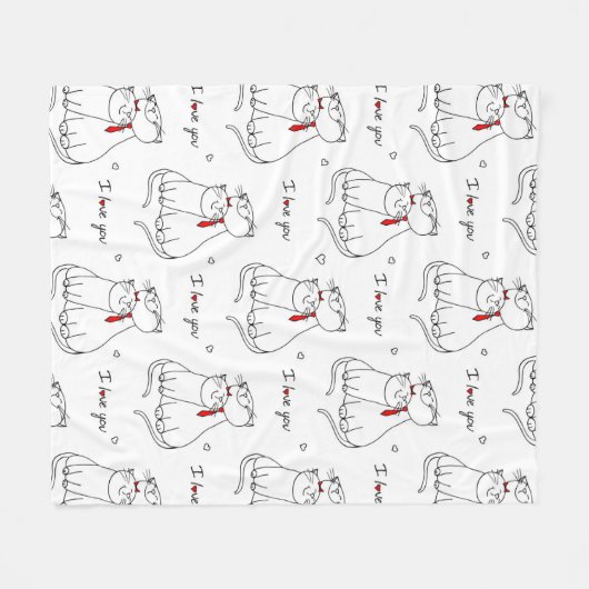 HandGezeichnet Kätzchen Fleece Blanket (Vorderseite (Horizontal))