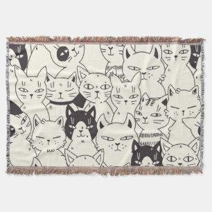 Handgezeichnet Katzen doodeln nahtlos. Decke