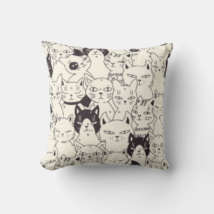 Handgezeichnet Katzen doodeln nahtlos. Kissen