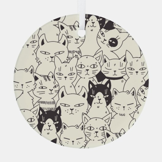 Handgezeichnet Katzen doodeln nahtlos. Ornament Aus Glas (Rückseite)