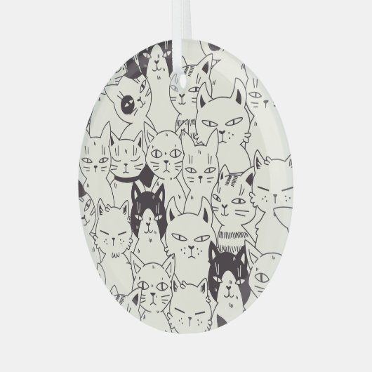 Handgezeichnet Katzen doodeln nahtlos. Ornament Aus Glas (Vorderseite links)