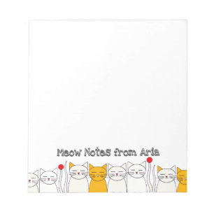 HandGezeichnet Kitty Modern Cat mit Individuelle N Notizblock