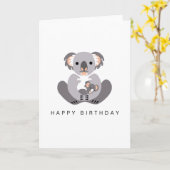 Handgezeichnet - KOALA - Australische wild lebende Karte (Gelbe Blume)