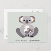 Handgezeichnet - KOALA - Marsupal - gefährdetes Ti Postkarte (Vorne/Hinten)