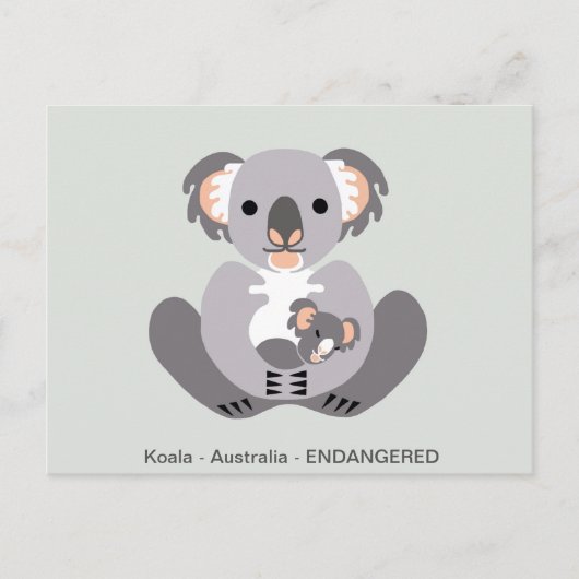 Handgezeichnet - KOALA - Marsupal - gefährdetes Ti Postkarte (Vorderseite)