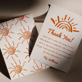 Handgezeichnet kommt die Son Baby Dusche Dankeskarte