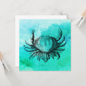 HandGezeichnet Krabbe (Beach Scene) (Sea Creature) Karte (Vorderseite/Rückseite Beispiel)