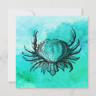 HandGezeichnet Krabbe (Beach Scene) (Sea Creature) Karte