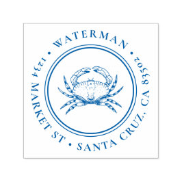 handgezeichnet Krabbe | Runde nautische Rücksendea Permastempel