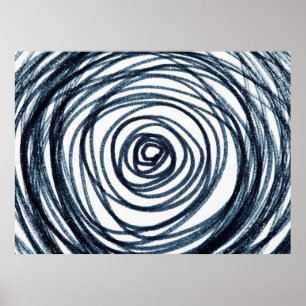 Handgezeichnet Kreise Spiralmuster mit abstraktem Poster