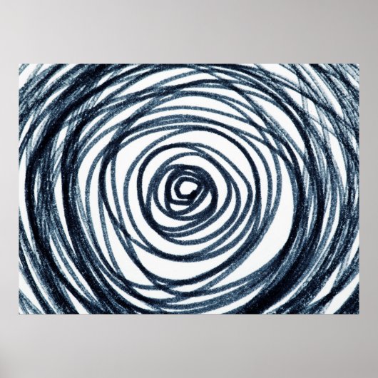 Handgezeichnet Kreise Spiralmuster mit abstraktem  Poster (Vorne)